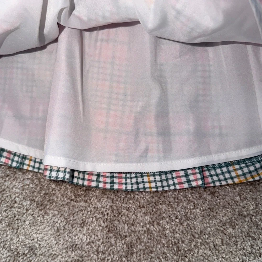 Janie and Jack Girls Equestrian Inspired Plaid Pleated Skirt Velvet‎ Trim Size 5